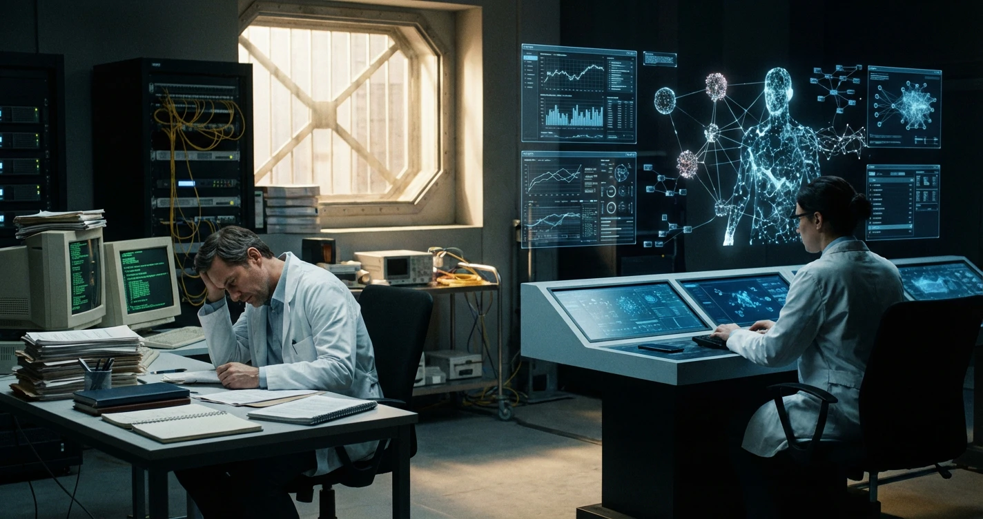 Manual vs AI research visualization, comparing traditional browser-based investigation with AI-assisted data synthesis workflows